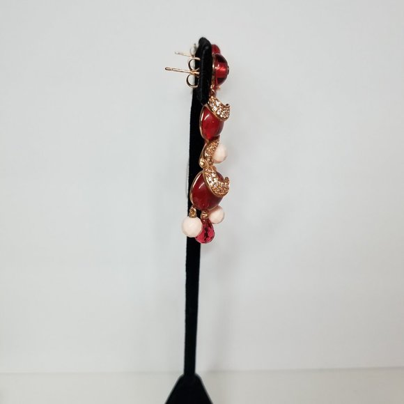 Angelique De Paris Women's Gold Plated Set of Long Red Earrings and Ring Size 6 - Picture 3 of 16